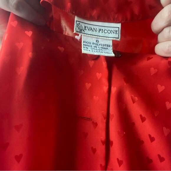 Evan Picone Satin Brocade Heart Blouse Size 6 Medium - Picture 6 of 7